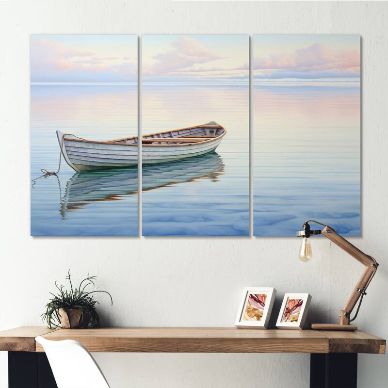 Designart "Boat Harmonious Horizon II" Transportation Canvas Wall Art